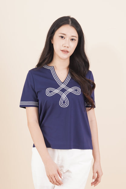 Embroidered Short Sleeve Top