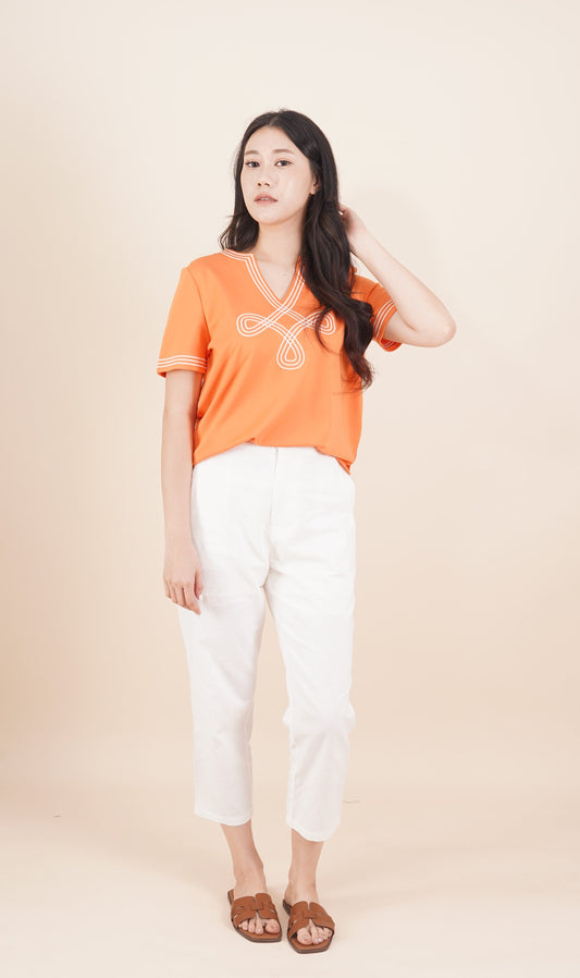 Embroidered Short Sleeve Top