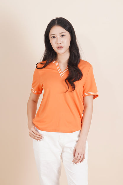 Embroidered Neckline Short Sleeve Top