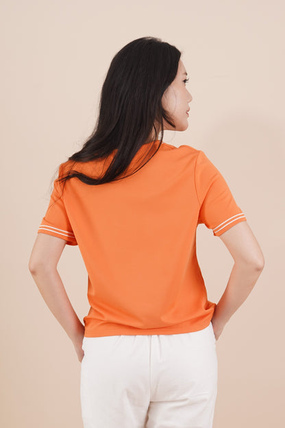 Embroidered Neckline Short Sleeve Top