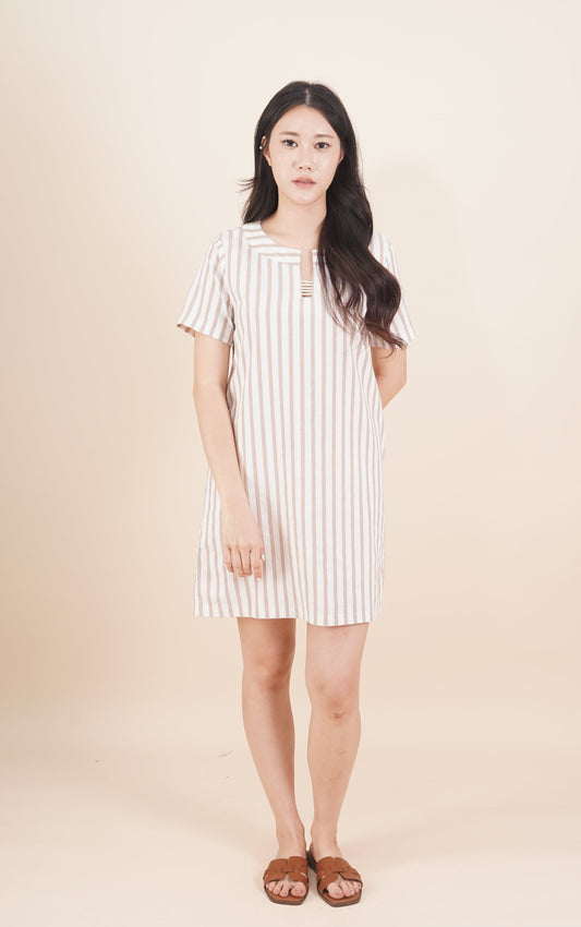 Striped Short Sleeve Short Dress