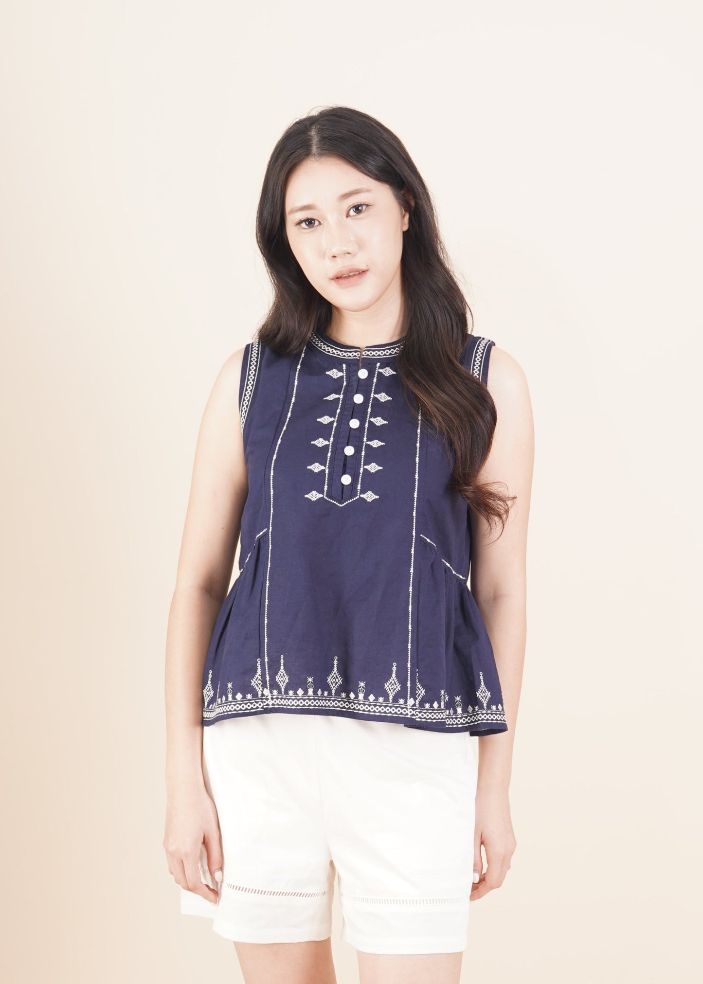 Embroidered Sleeveless Top