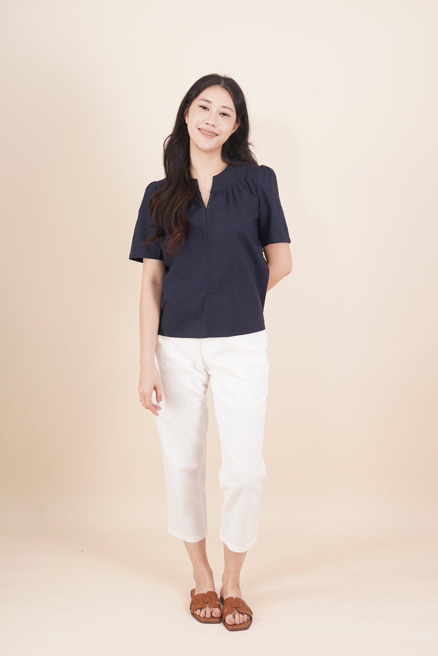 Embroidered Short Sleeve Top