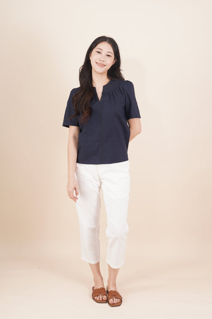 Embroidered Short Sleeve Top