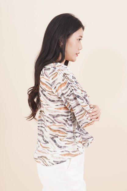V Neck Printed 3/4 Sleeve Top