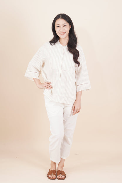 Lace-Inset 3/4 Sleeve Top