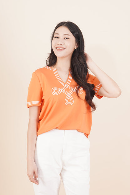 Embroidered Short Sleeve Top