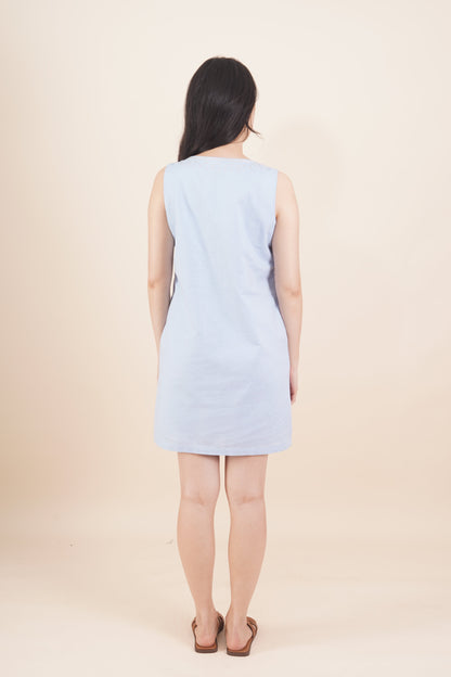 Embroidered Neckline Short Dress