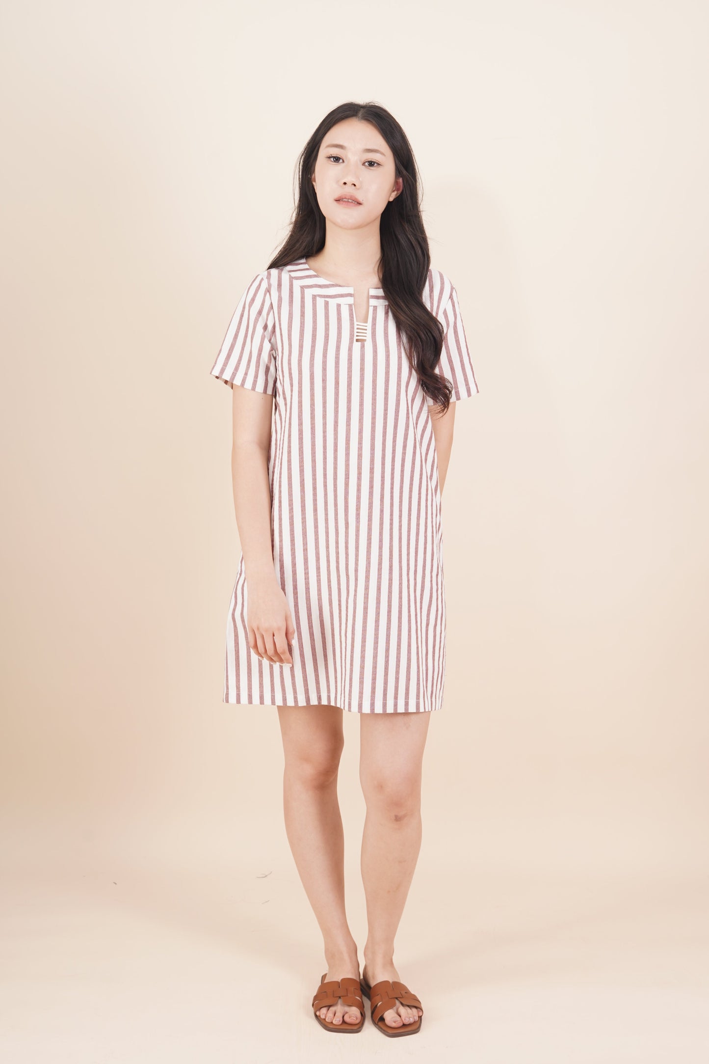 Striped Short Sleeve Short Dress