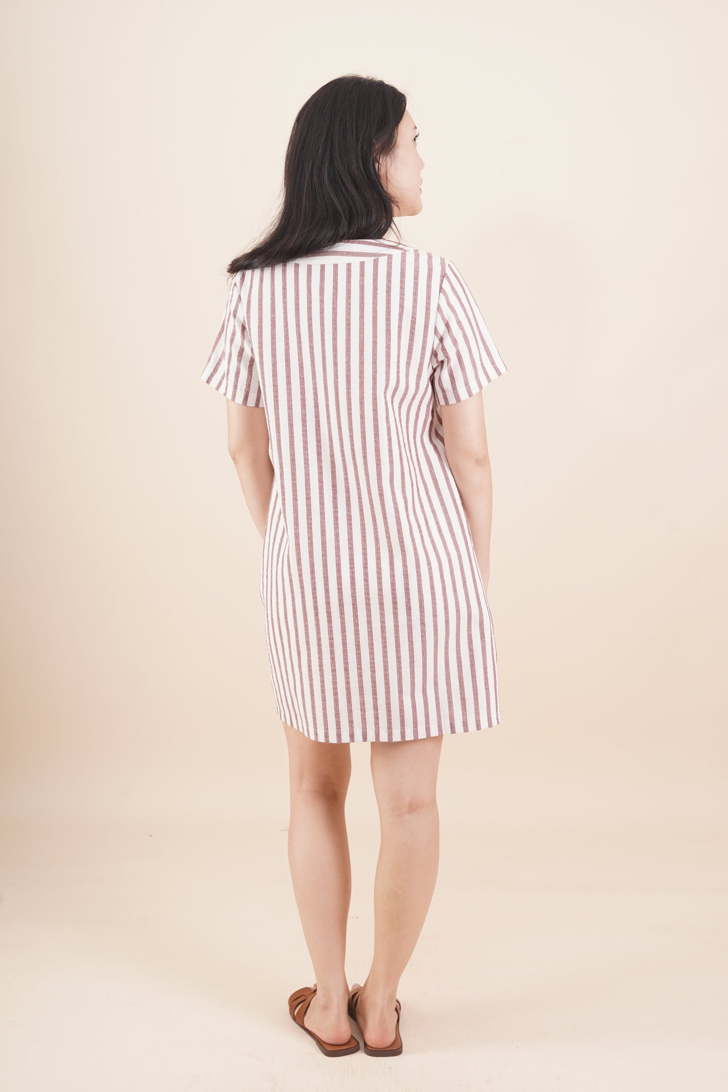 Striped Short Sleeve Short Dress