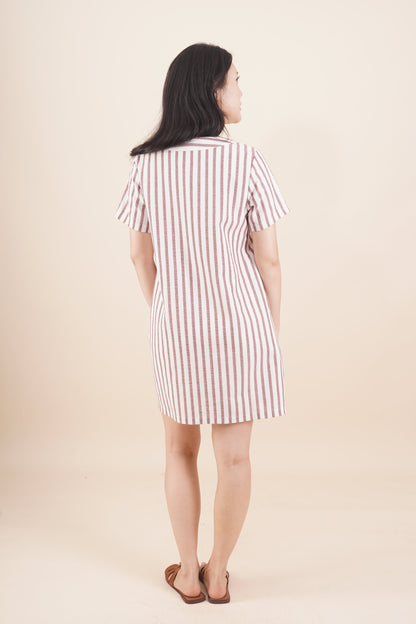 Striped Short Sleeve Short Dress