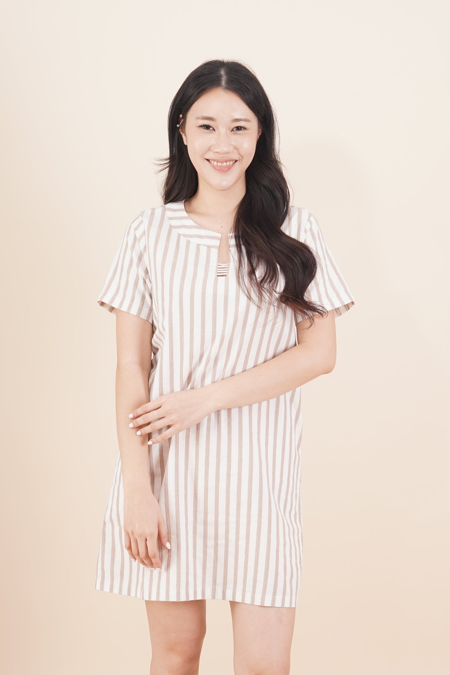 Striped Short Sleeve Short Dress