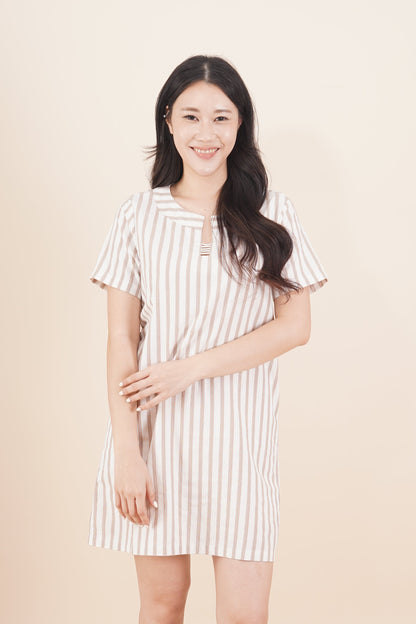 Striped Short Sleeve Short Dress