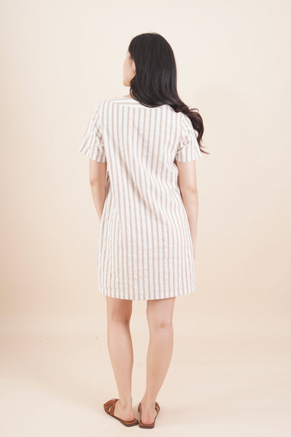 Striped Short Sleeve Short Dress