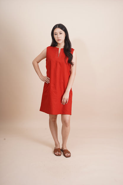 Embroidered Sleeveless Short Dress