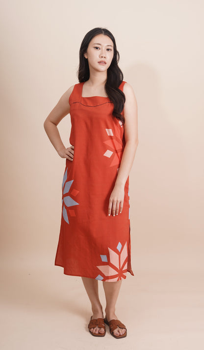 Printed Sleeveless Midi Dress