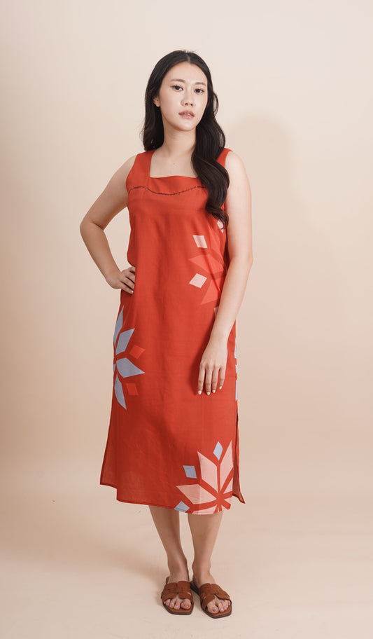 Printed Sleeveless Midi Dress