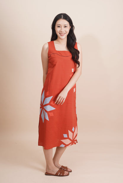 Printed Sleeveless Midi Dress