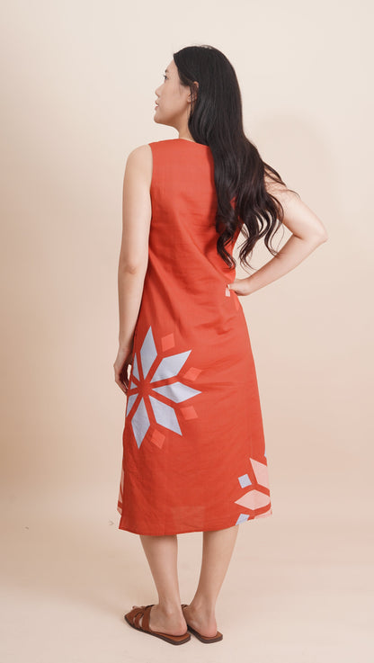 Printed Sleeveless Midi Dress