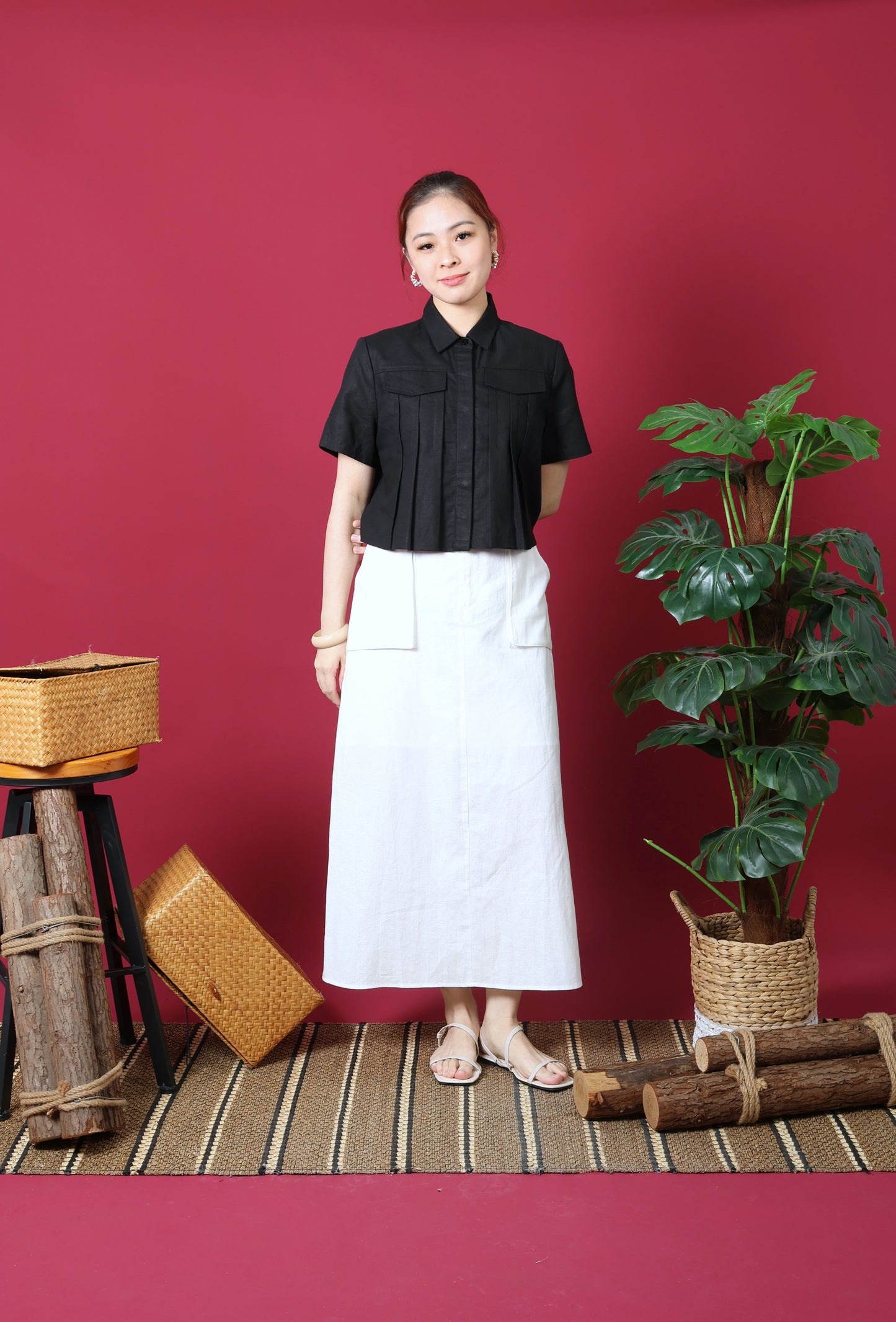 Pleated Crop Shirt