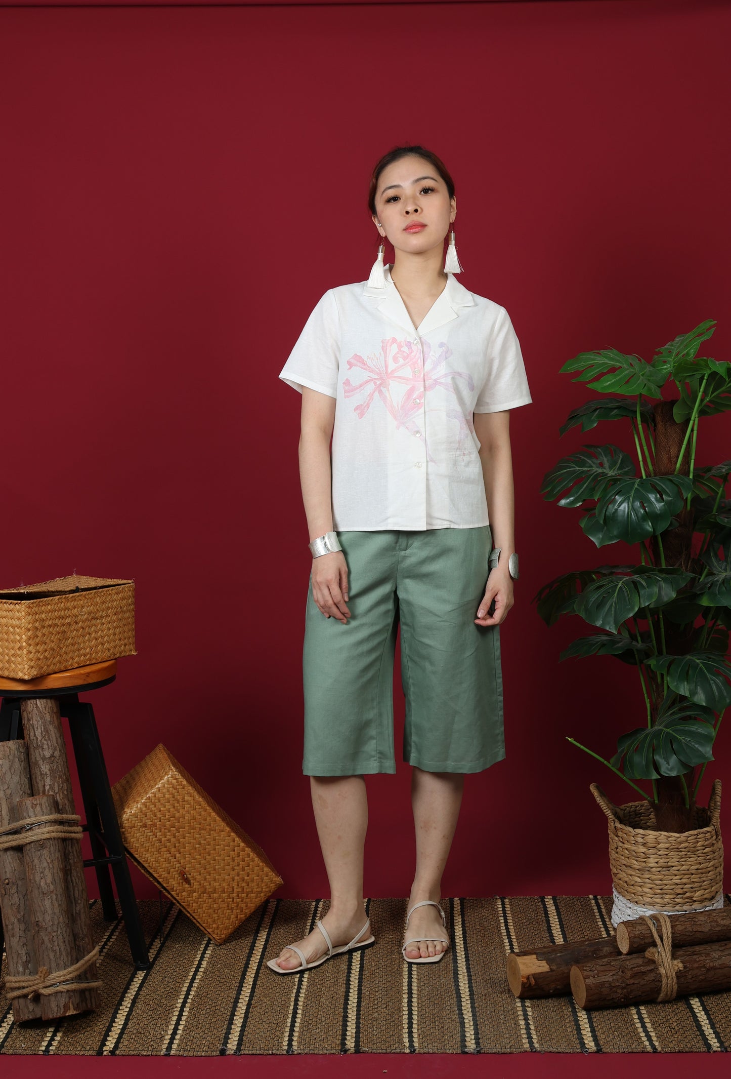 3/4 Pants With Belt Loops