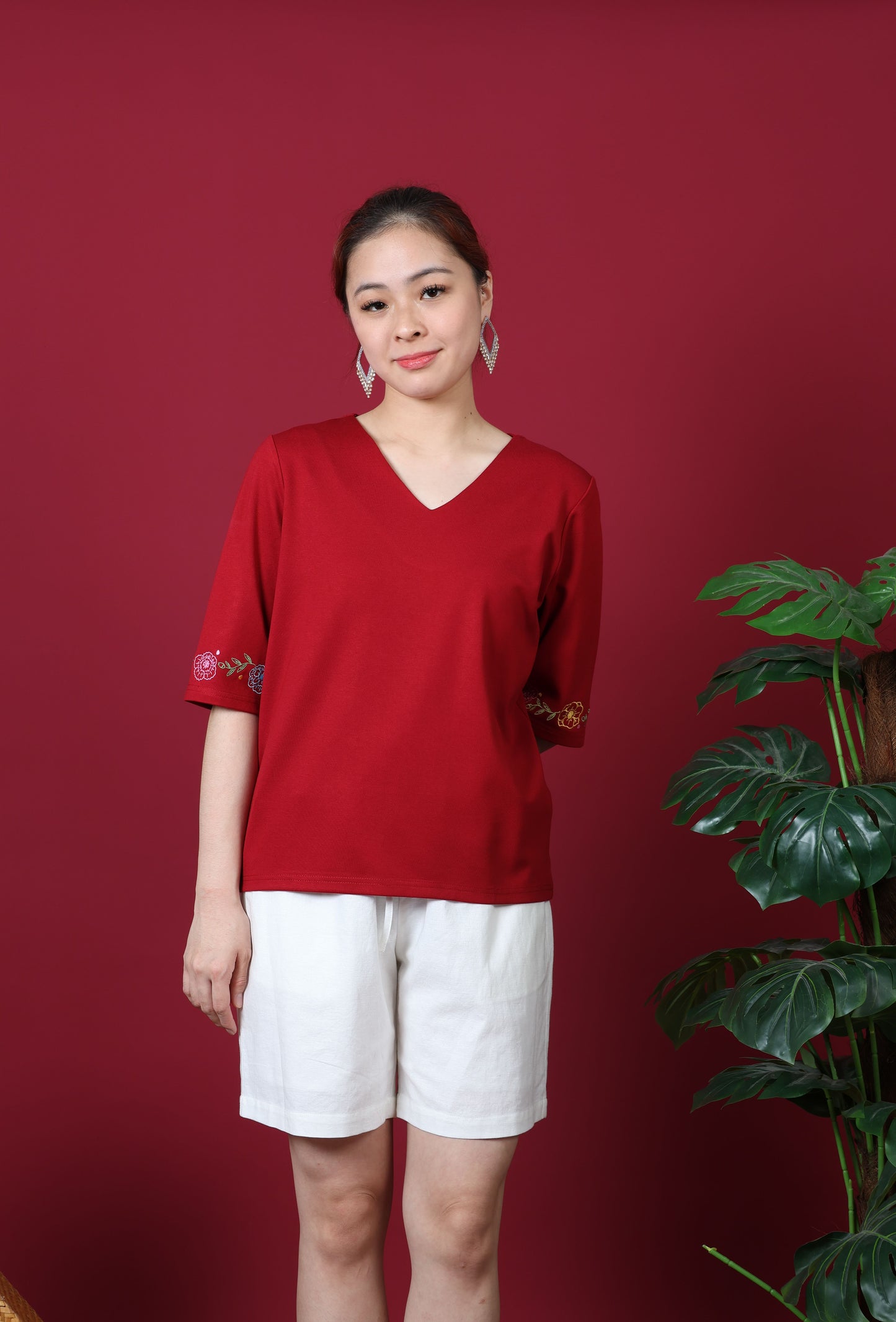 Floral Embroidery Sleeve Top