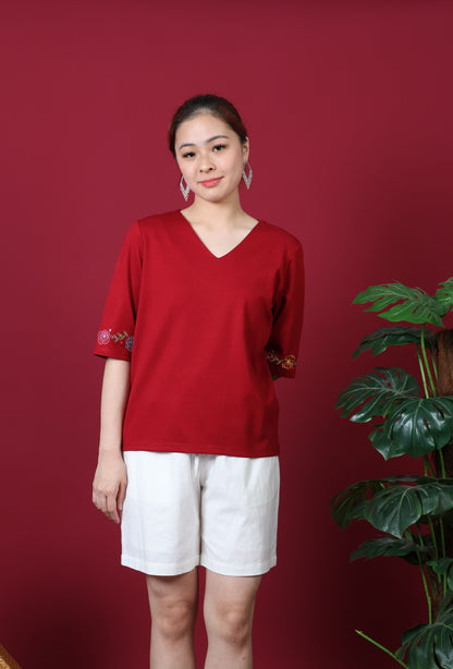 Floral Embroidery Sleeve Top