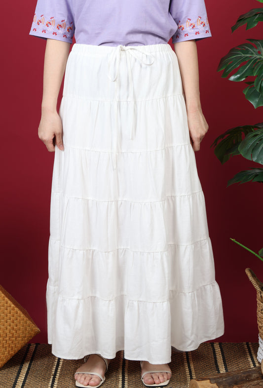 Pleats Layered Long Skirt