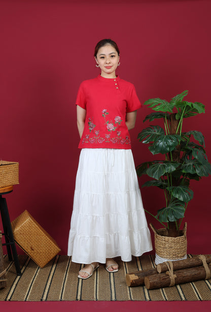 Floral Embroidery Short Sleeve Top