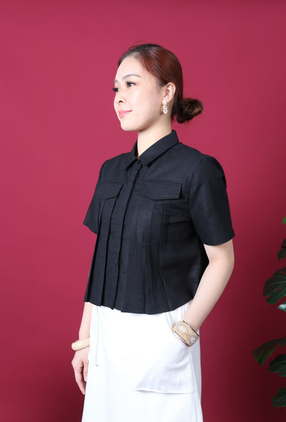 Pleated Crop Shirt