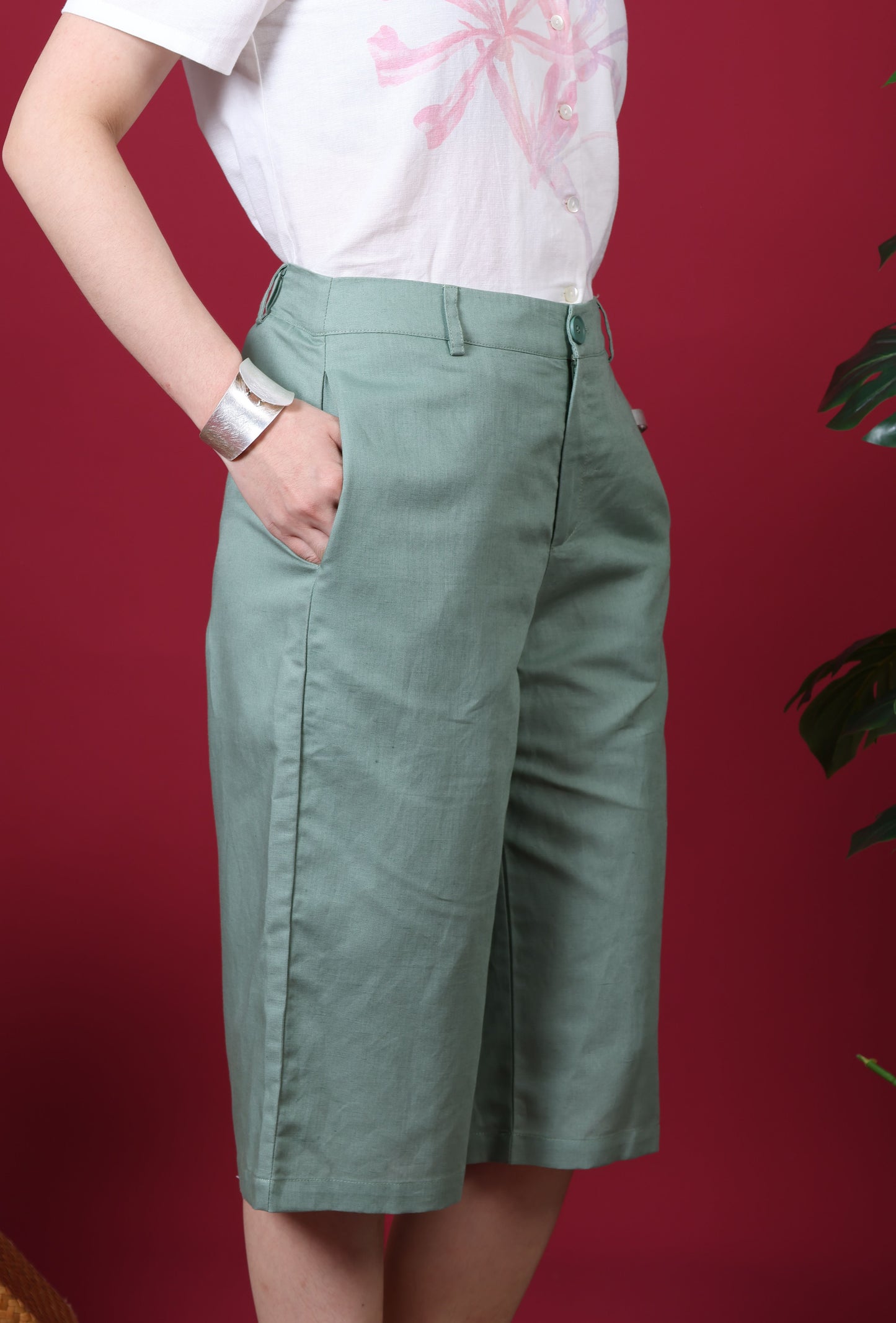 3/4 Pants With Belt Loops