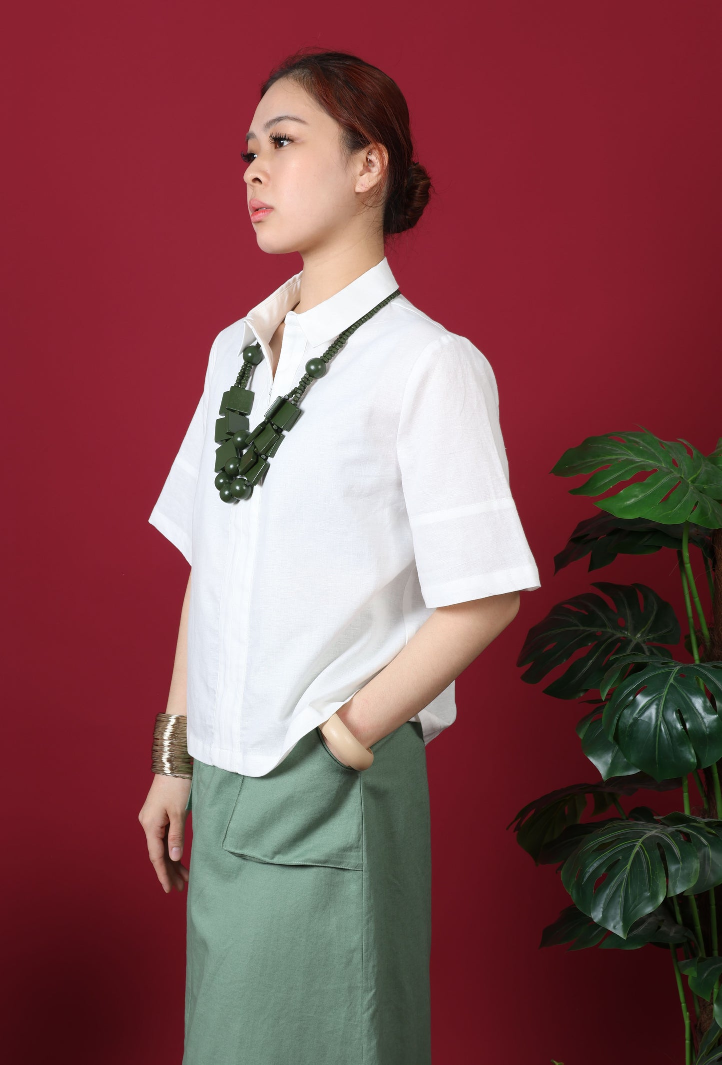 Front Zip Crop Shirt