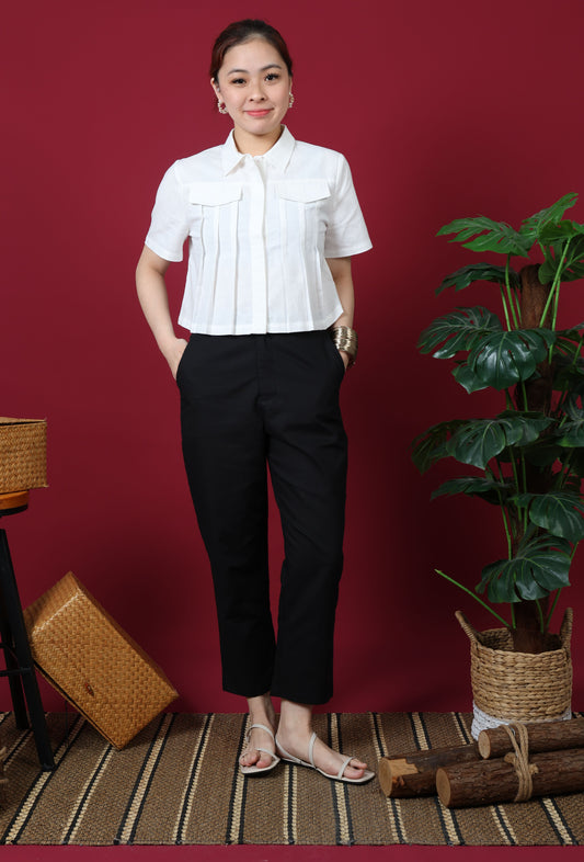 Pleated Crop Shirt