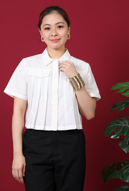 Pleated Crop Shirt