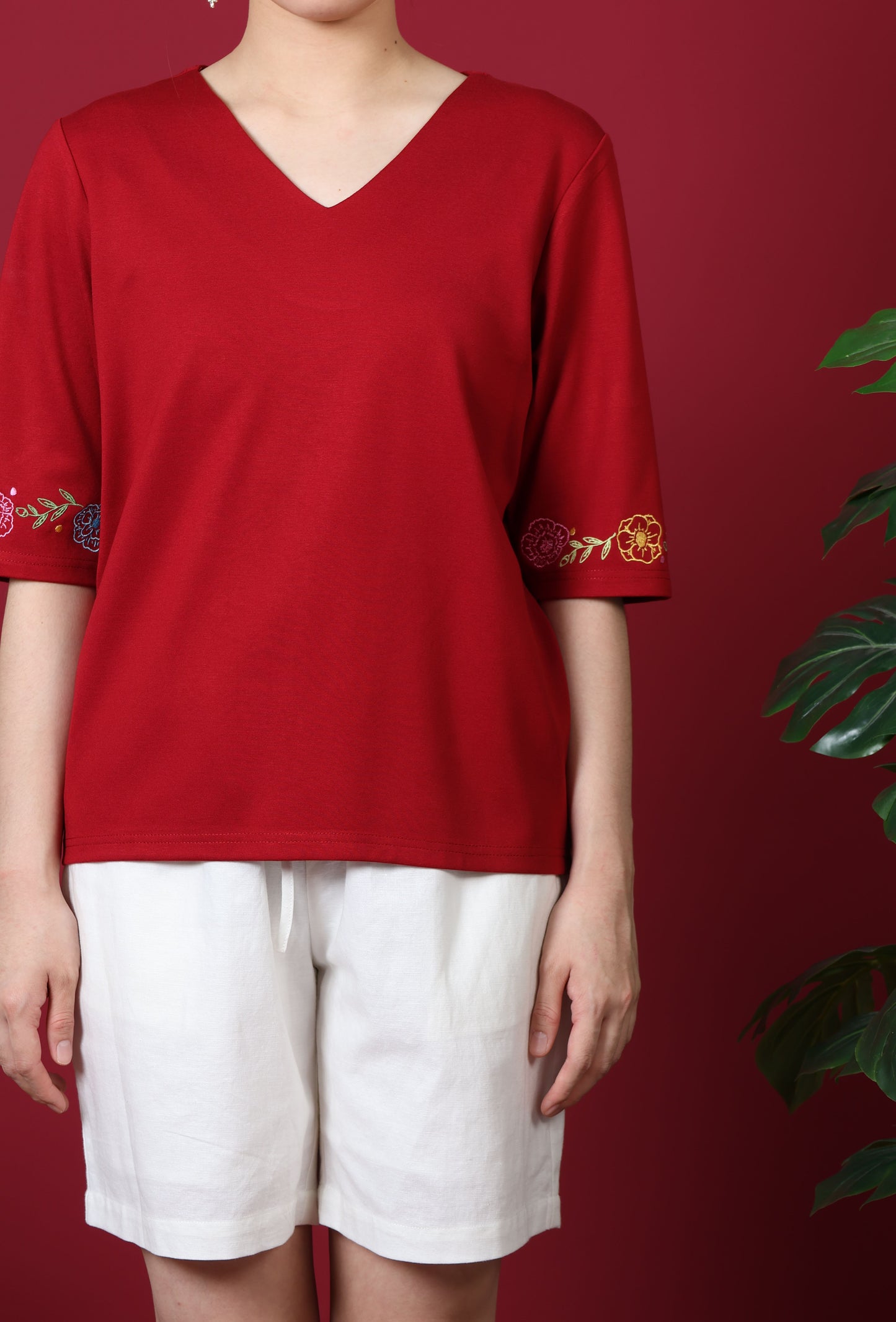 Floral Embroidery Sleeve Top