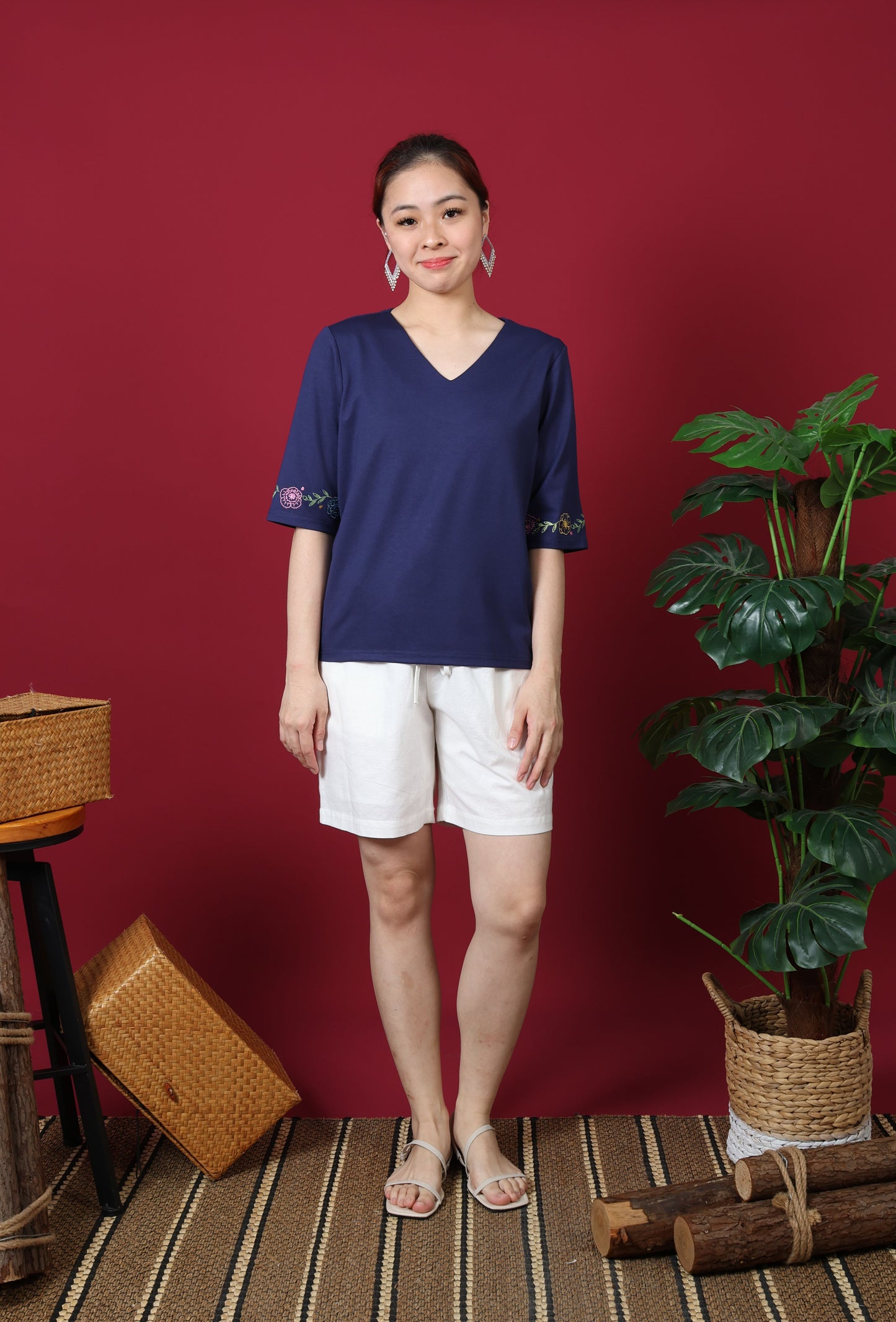 Floral Embroidery Sleeve Top