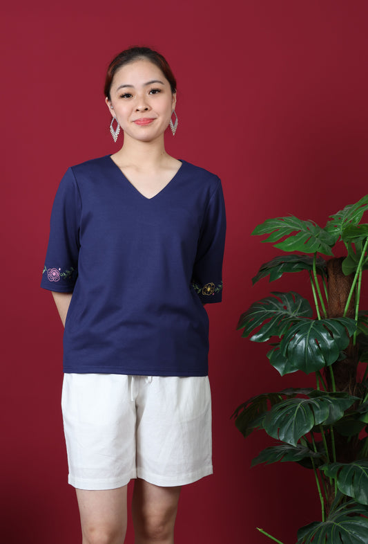 Floral Embroidery Sleeve Top