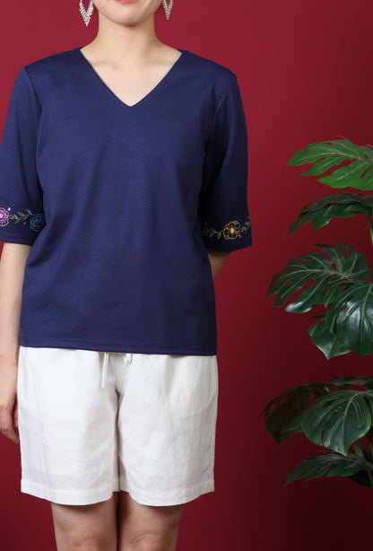 Floral Embroidery Sleeve Top