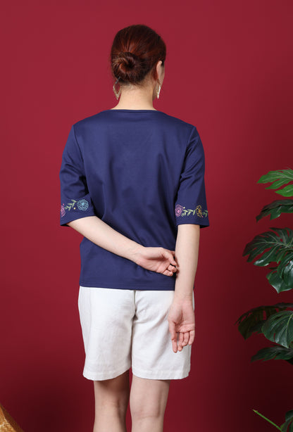 Floral Embroidery Sleeve Top