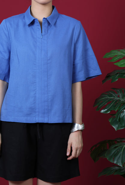 Front Zip Crop Shirt