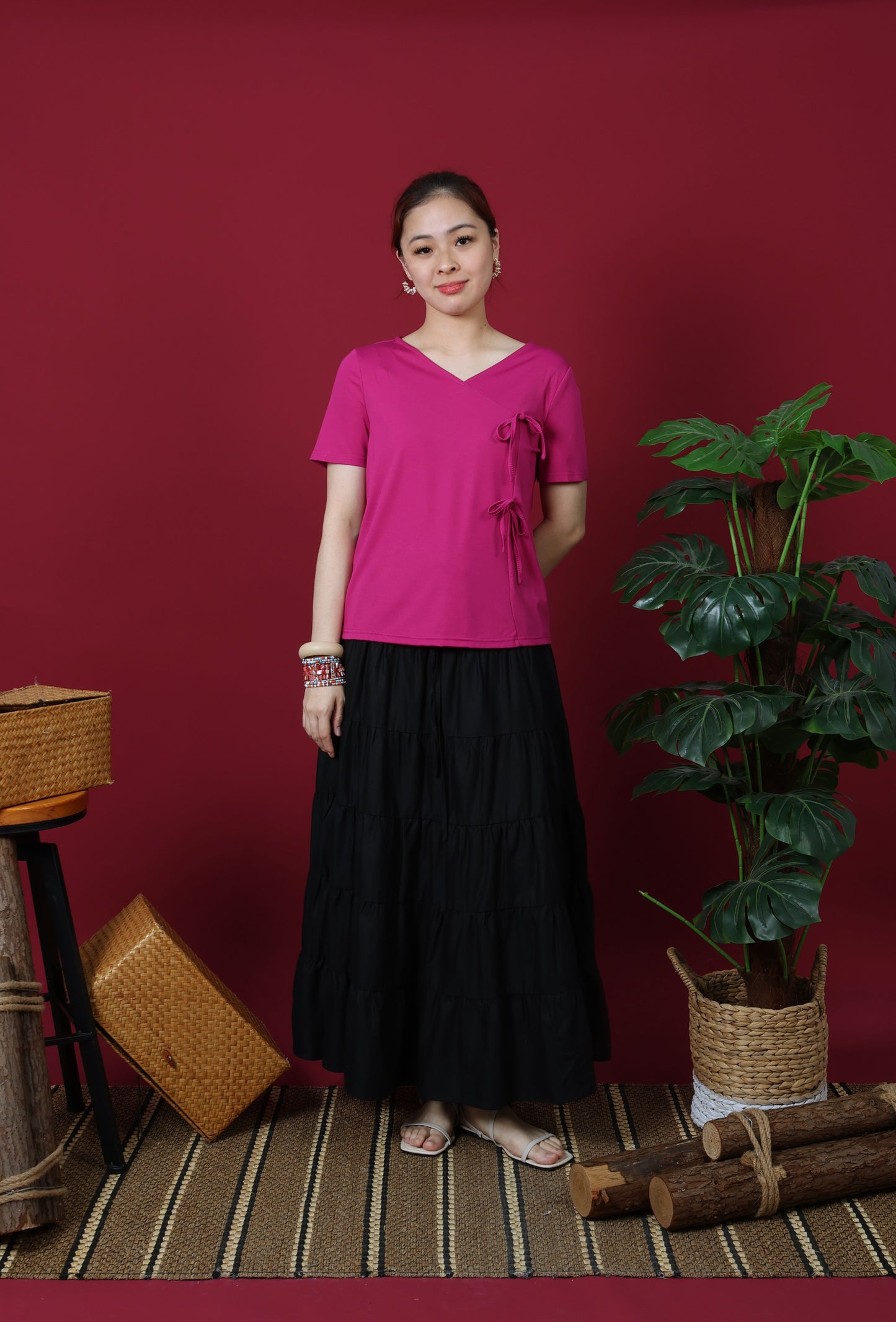Ribbon Tie Short Sleeve Top