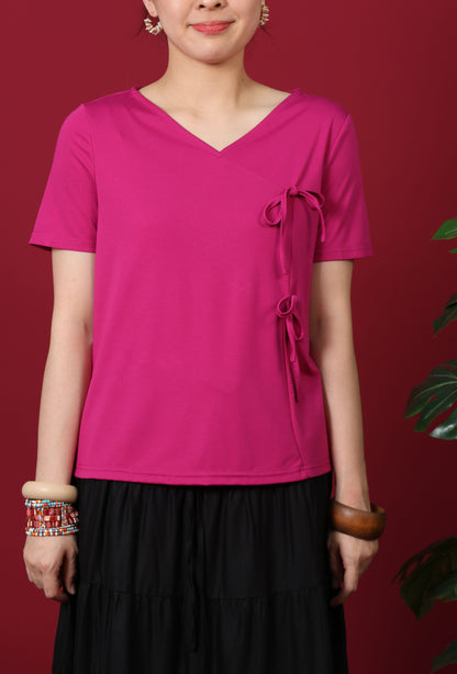 Ribbon Tie Short Sleeve Top