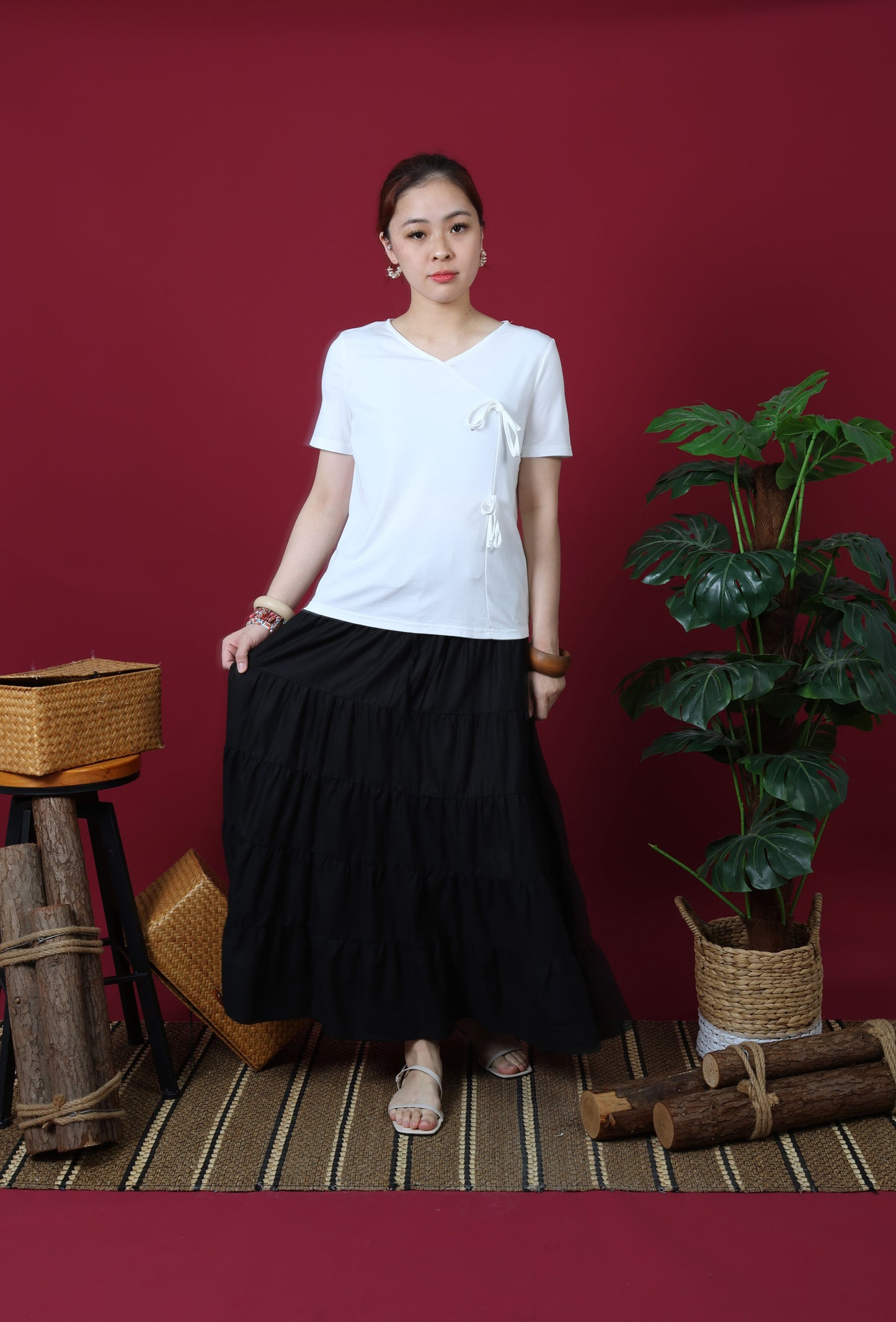 Ribbon Tie Short Sleeve Top