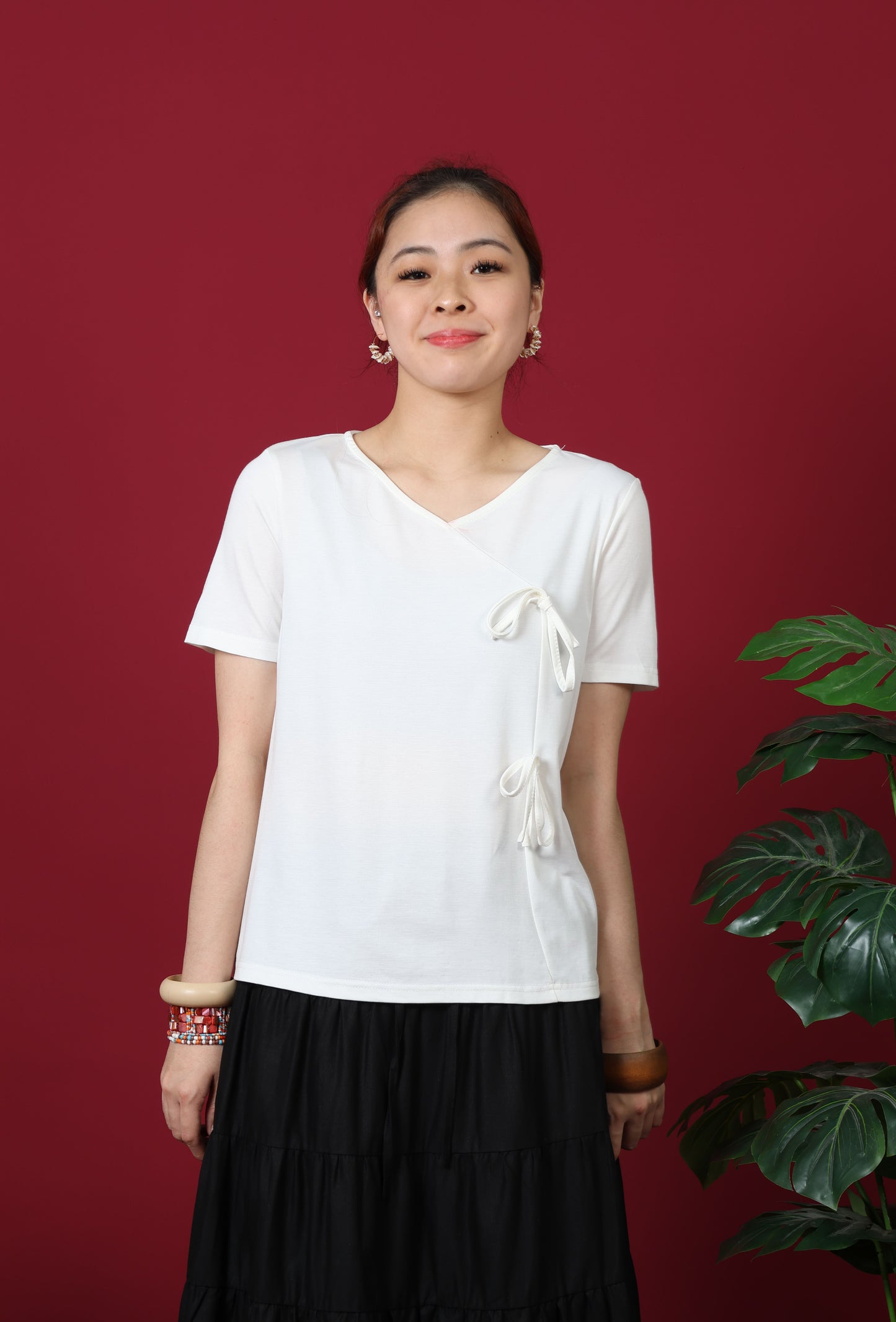 Ribbon Tie Short Sleeve Top