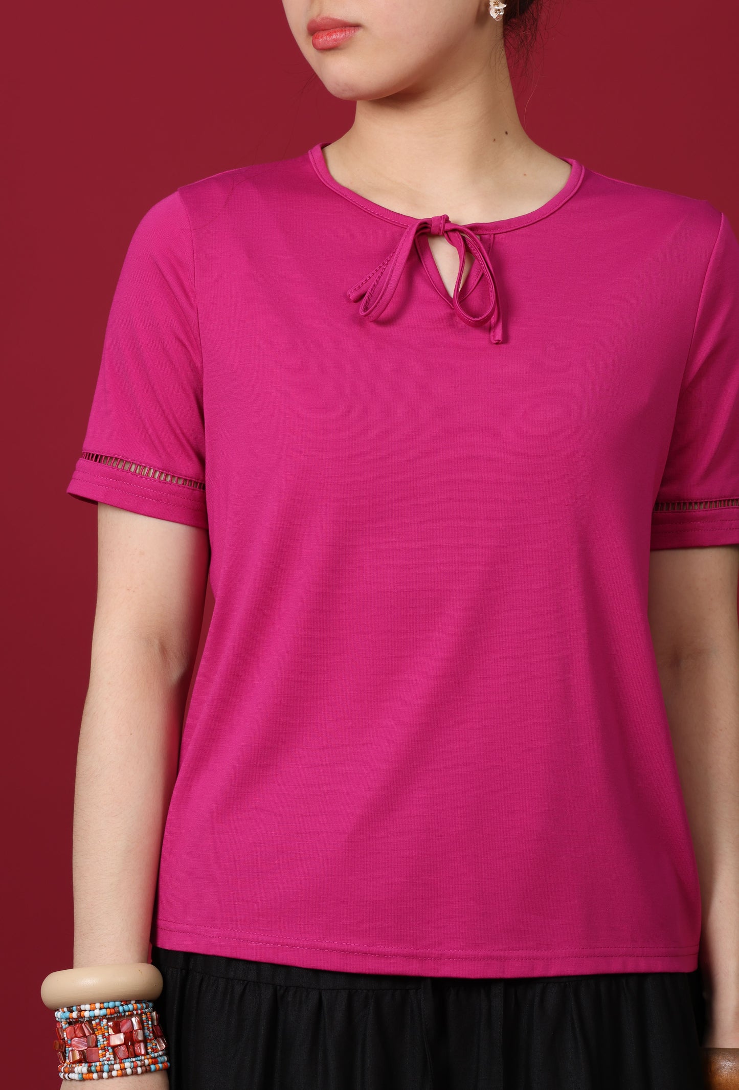 Ribbon Detail Neckline Top