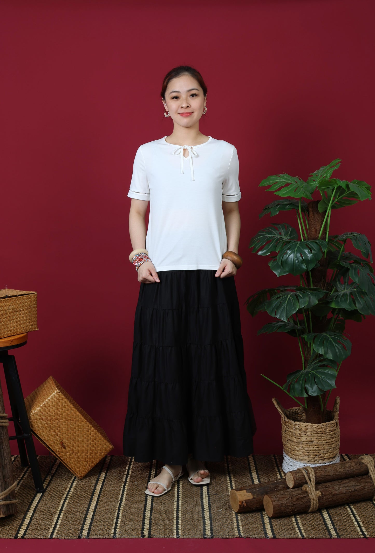 Ribbon Detail Neckline Top