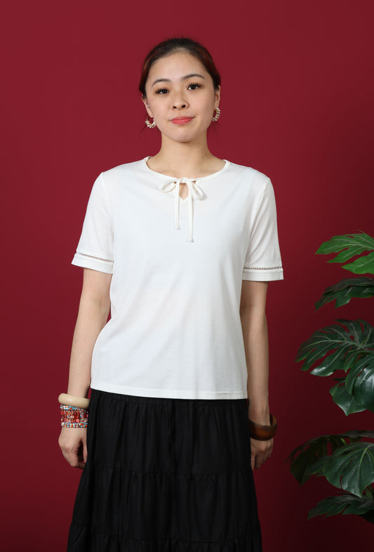 Ribbon Detail Neckline Top