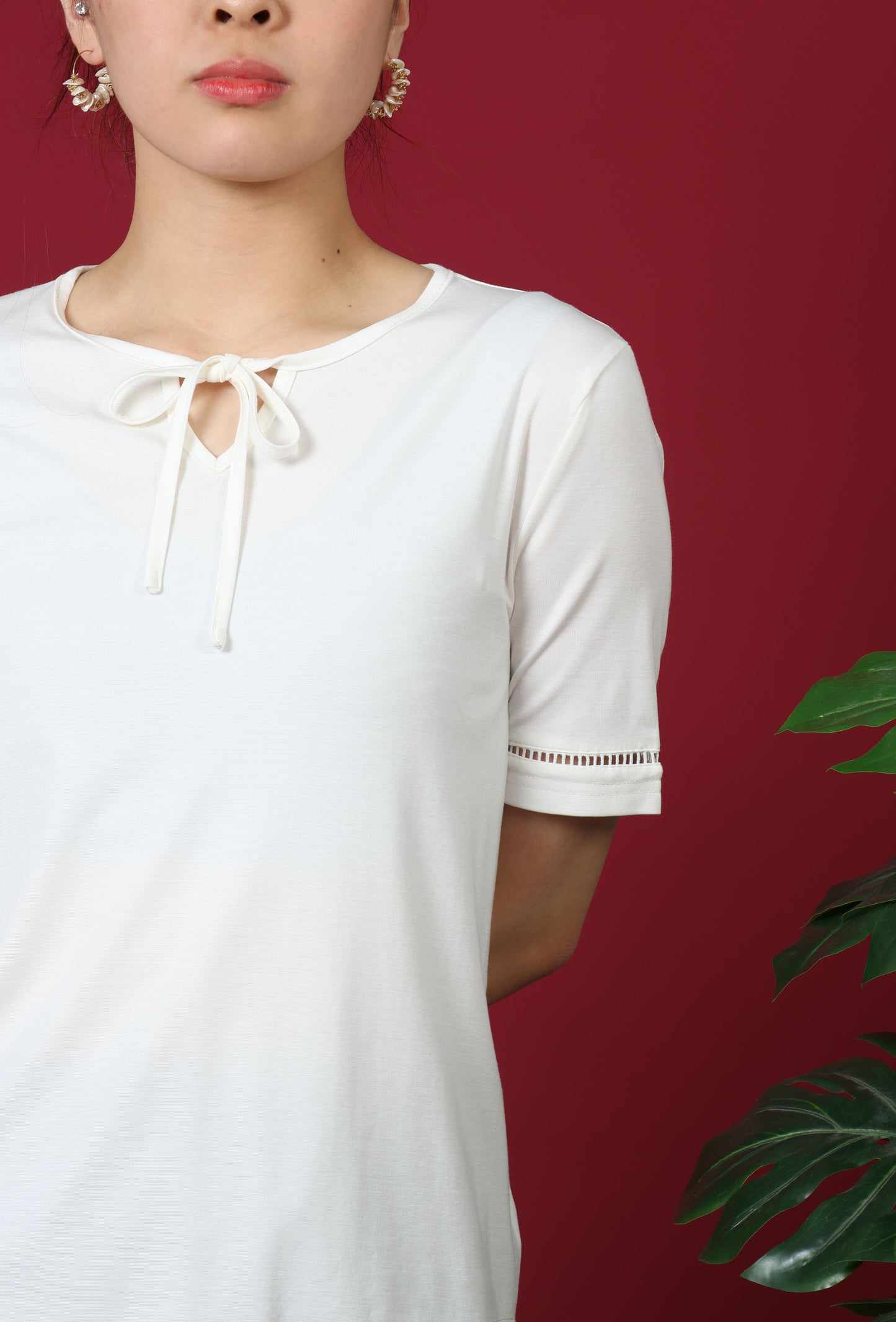 Ribbon Detail Neckline Top
