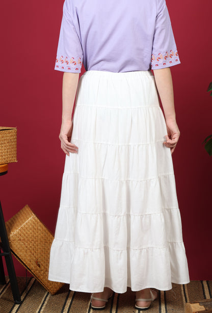 Pleats Layered Long Skirt