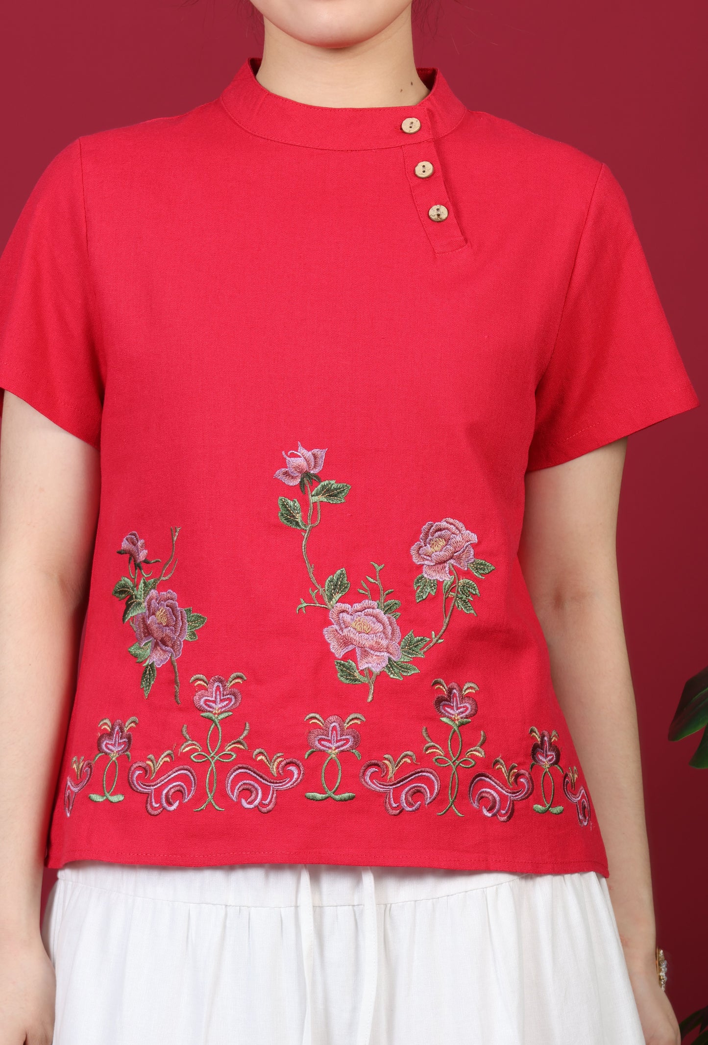 Floral Embroidery Short Sleeve Top